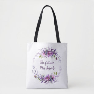 Bolsa Tote Lavanda violeta Futuro Floral Roxo Sra. Bridal  