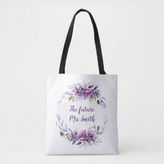 Bolsa Tote Lavanda violeta Futuro Floral Roxo Sra. Bridal |