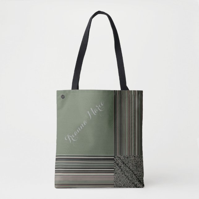 Bolsa Tote Lavishly On Monograma Elegante Sage Green Pinstrip (Frente)
