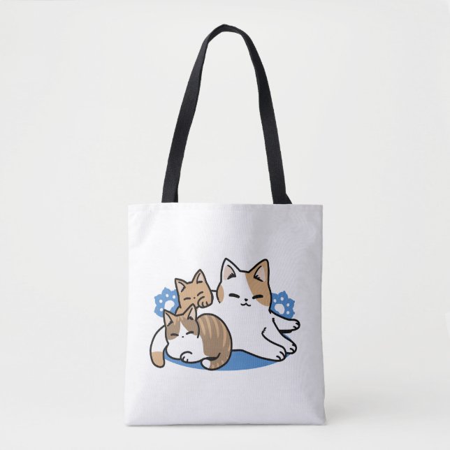 Bolsa Tote Lazer - Design de Gatos Preguiçosos (Frente)