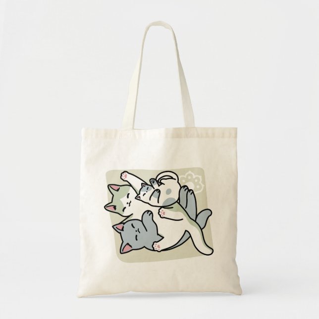 Bolsa Tote Lazer - Design de Gatos Preguiçosos (Frente)