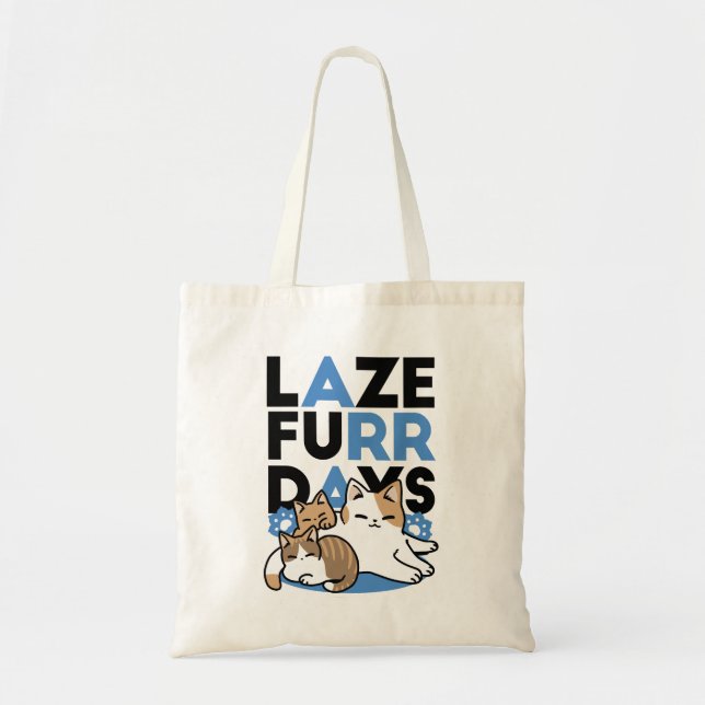 Bolsa Tote Lazer - Design de Gatos Preguiçosos (Frente)