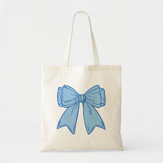 Bolsa Tote Lazo de Brilho Falso Azul + Marinho (Frente)