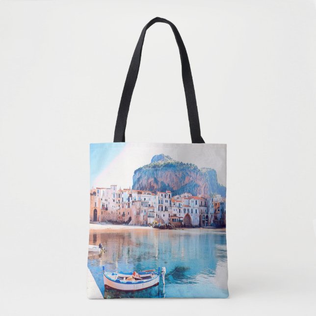 Bolsa Tote ldp CEFALU - Sicília - praia - panorama (Frente)