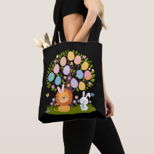 Bolsa Tote Leão Coelho Páscoa Árvore Caça Ovos Fofo