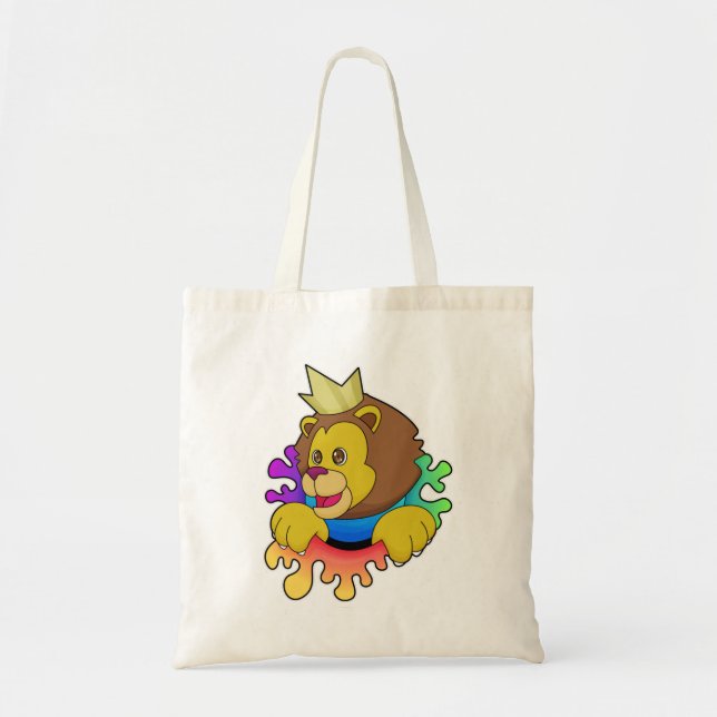 Bolsa Tote Leão como rei com coroa (Frente)