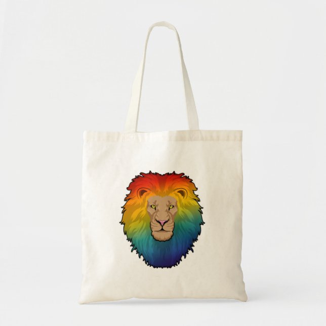 Bolsa Tote Leão em cores arco-íris (Frente)