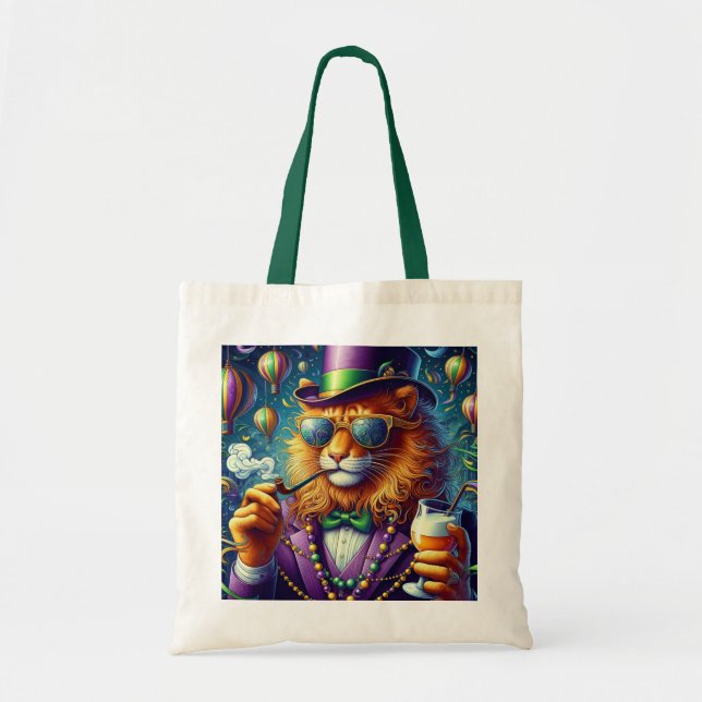 Bolsa Tote Leão/Mardi Gras da Louisiana (Frente)