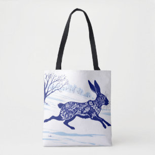 Bolsa Tote Lebre Mística: Lebre Branca Na Neve