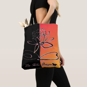 Bolsa Tote Lee Hiller Designs Acabamentos Coral Black Sunrise