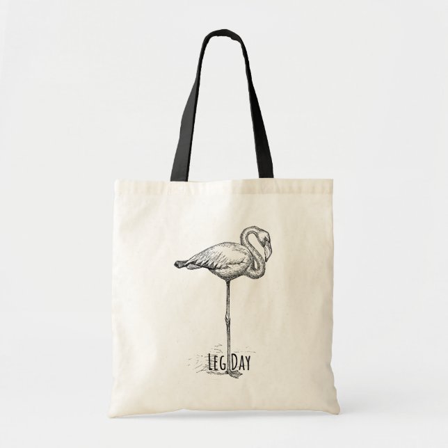 Bolsa Tote Leg Day Elegant Flamingo Fun Fitness (Frente)