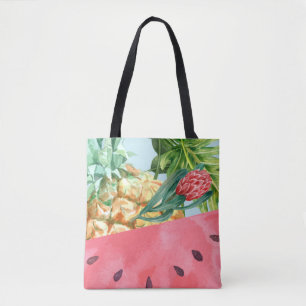 Bolsa Tote Legal Abacaxi Melancia Hibiscus Palm Folhas