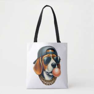 Bolsa Tote Legal Dogzz é um legal beagle com óculos de sol e 