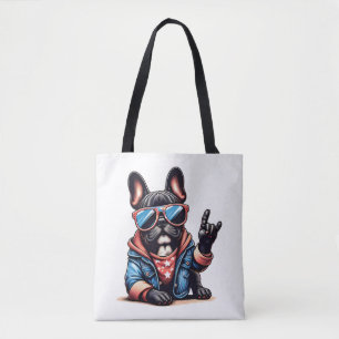 Bolsa Tote Legal Dogzz é um legal buldogue francês com óculos