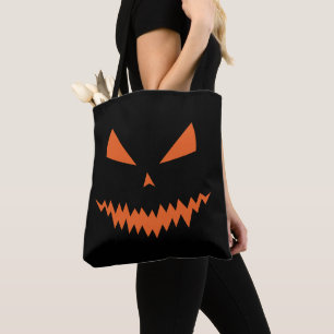 Bolsa Tote Legal e assustador Jack O'Lantern Halloween preto