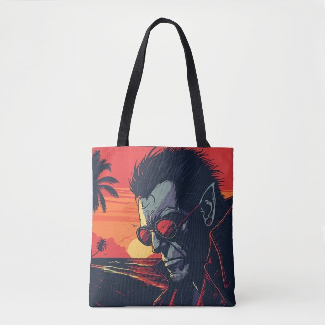 Bolsa Tote Legal Lobisomem Retro Sunset Halloween (Frente)