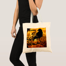 Bolsa Tote Legal 'Nunca mais' Raven Orange Moon Wispy Fantasm