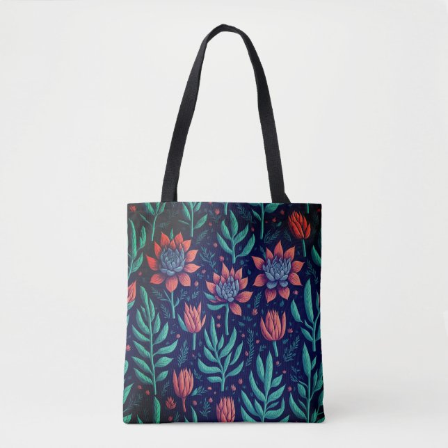 Bolsa Tote Legal Suculente Verde Suculente Padrão Floral Verm (Frente)