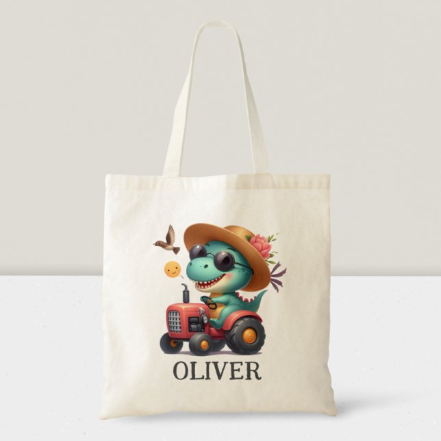 Bolsa Tote Legal Trex Dinossaur Farmer Trator Vermelho Condut (Criador carregado)