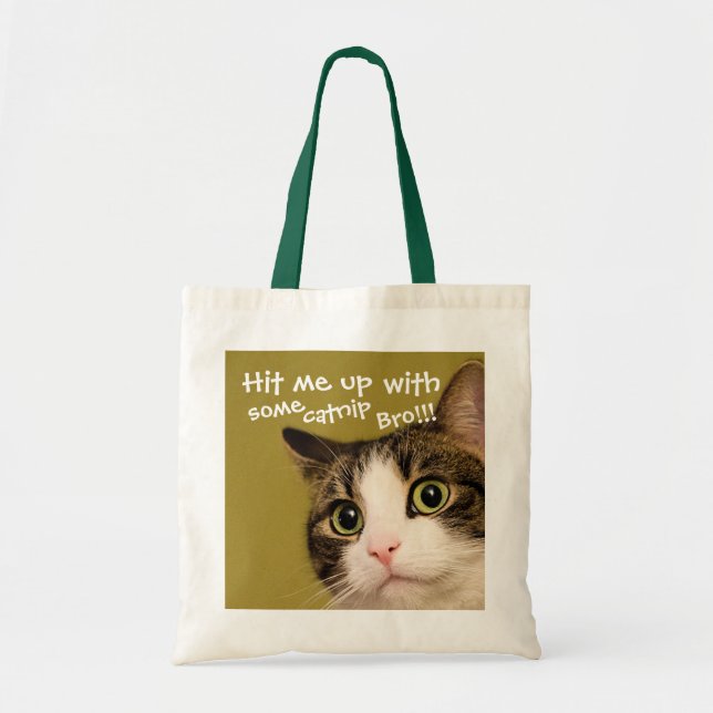 Bolsa Tote Legenda de captura de fotos de gatos engraçados (Frente)