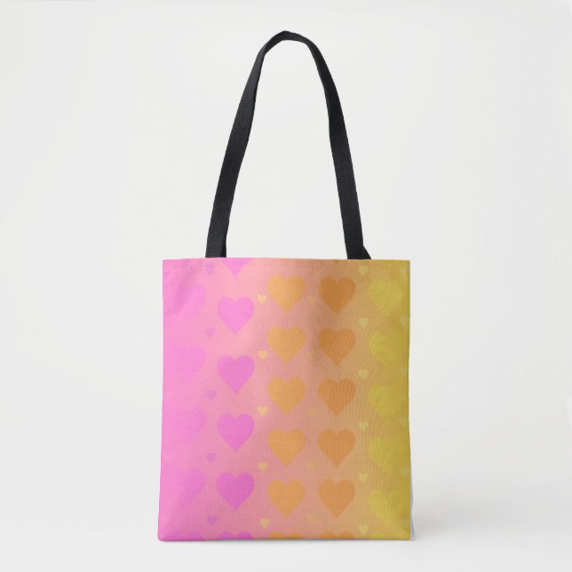 Bolsa Tote legging de coração gradiente (Frente)