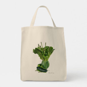 Bolsa Tote Legumes verdes frescos exibem arte.