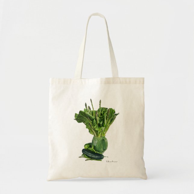 Bolsa Tote Legumes verdes frescos exibem arte. (Frente)