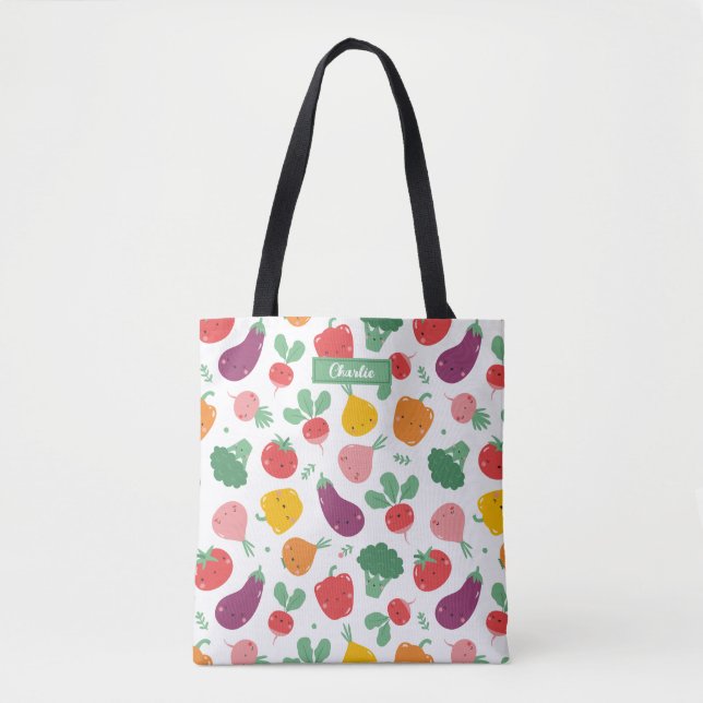 Bolsa Tote Leguminosas bonitas e felizes em fundo branco (Frente)
