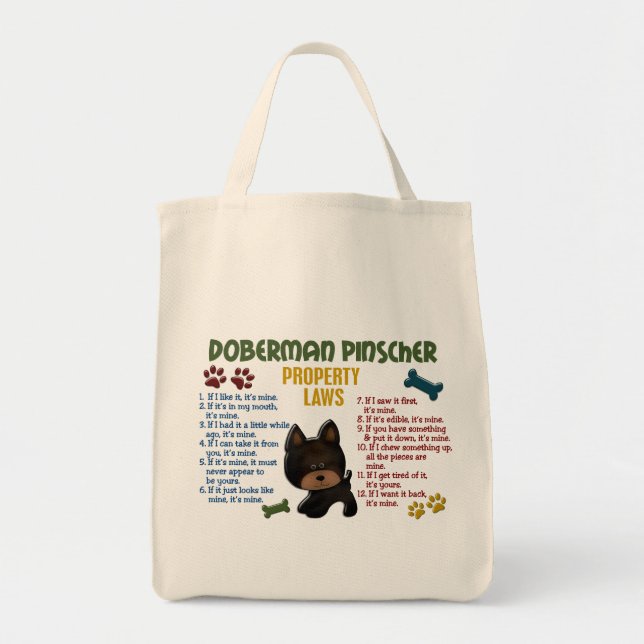 Bolsa Tote Leis 4 da propriedade do Pinscher do Doberman (Frente)
