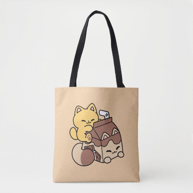 Bolsa Tote Leite de Chocolate Bebendo Felicidade – Comida de  (Frente)