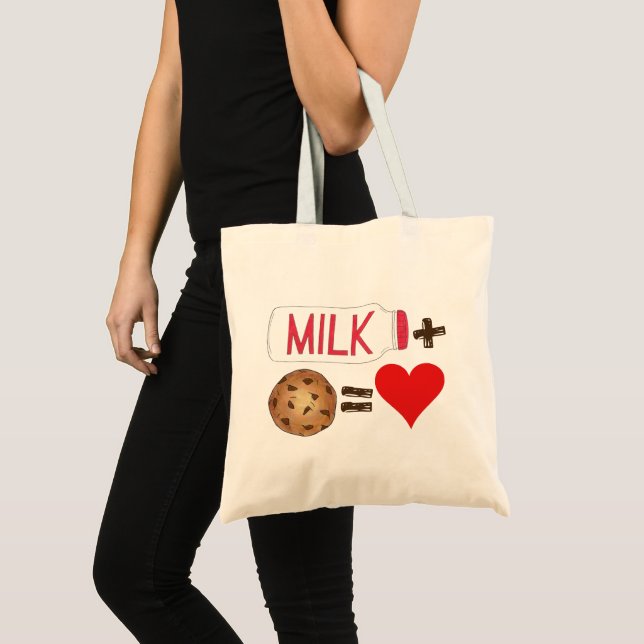 Bolsa Tote Leite de Comida Clássico + Cookies = Coração de Am (Frente (produto))