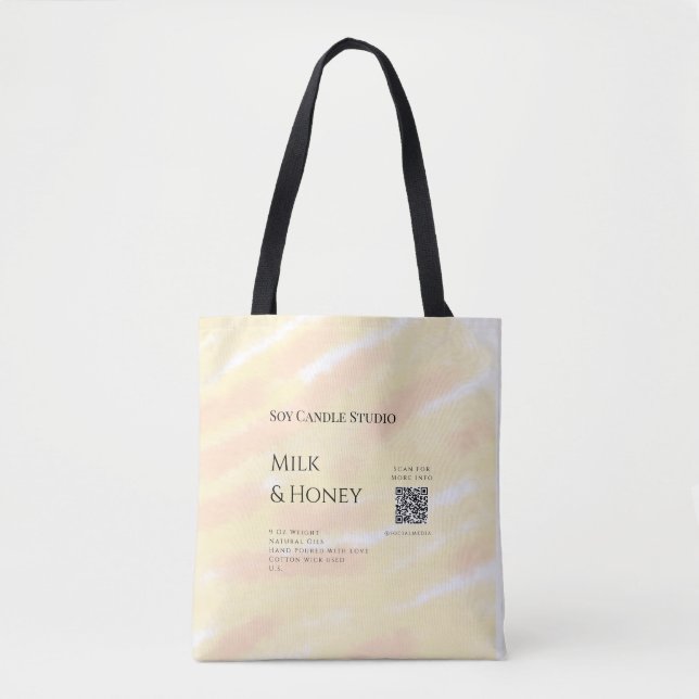Bolsa Tote Leite mel soja negócio adicionar q r código tex (Frente)
