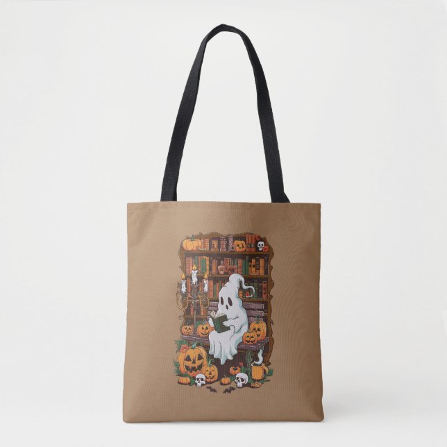 Bolsa Tote Leitor de Livro Fantasma Lendo Leitura de Presente (Frente)