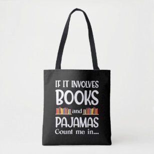 Bolsa Tote  Leitor de Livros Pijamas Bookworm Leitura Engraça