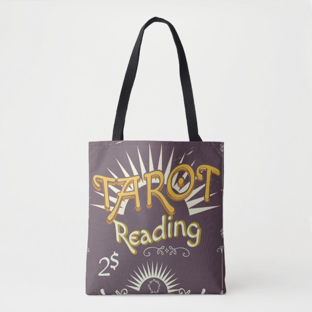 Bolsa Tote Leitor de Tarot impressão vintage (Frente)
