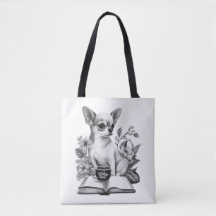 Bolsa Tote Leitura De Café Do Livro Chihuahua