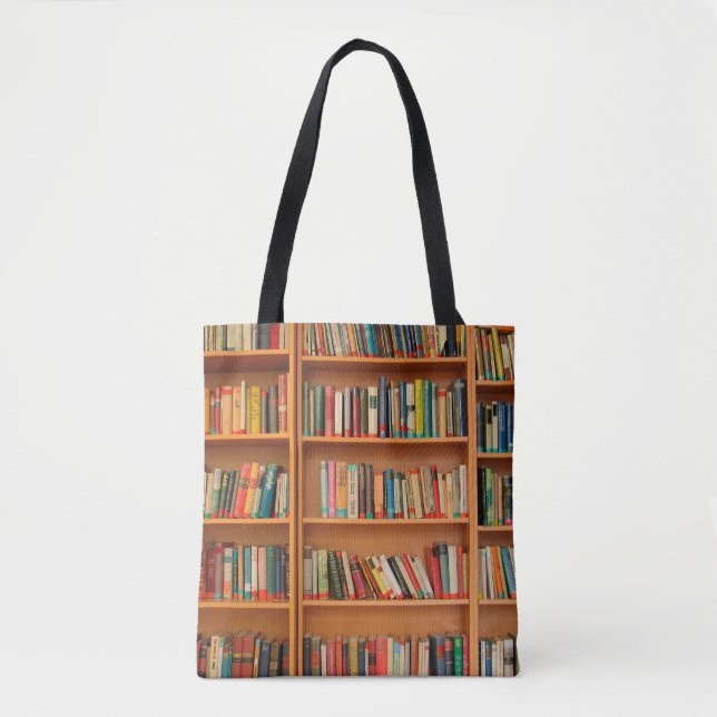 Bolsa Tote Leitura do worm da biblioteca de livros da estante (Frente)