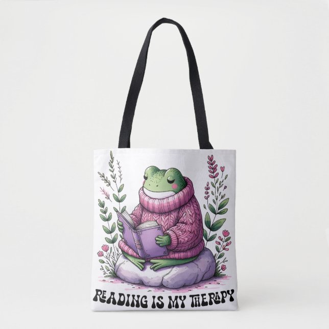 Bolsa Tote Leitura Rã É Minha Terapia (Frente)