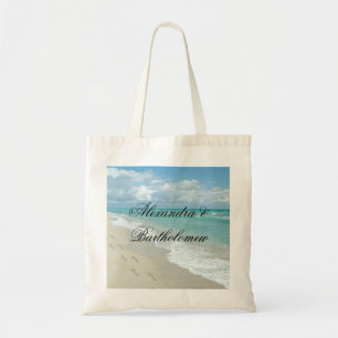 Bolsa Tote Lembrança personalizada da praia cena tropical