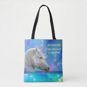 Bolsa Tote Lembrete Importante de Saúde Mental do Unicórnio P
