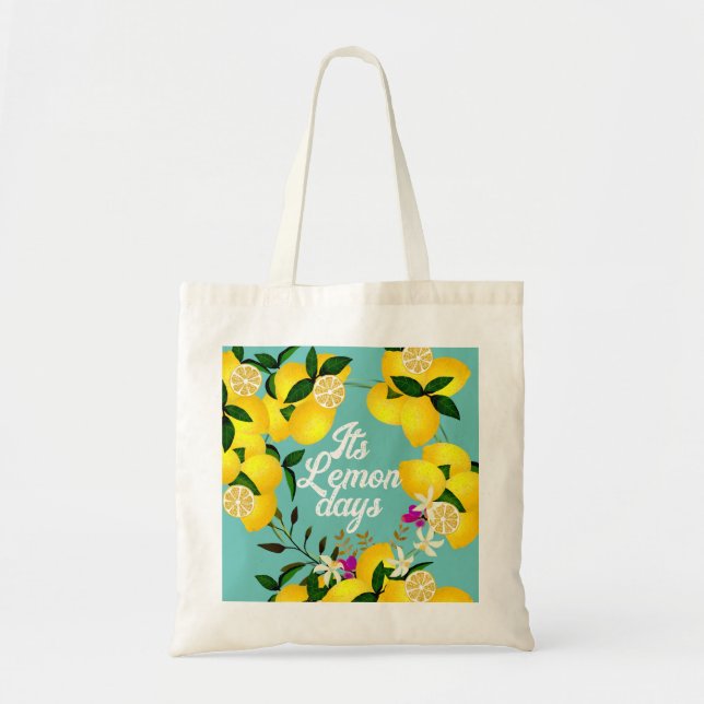 Bolsa Tote Lemon Days Aqua (Frente)
