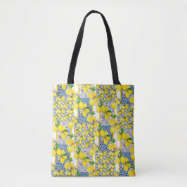 Bolsa Tote Lemon Português Azulejo Mediterrâneo Santorini