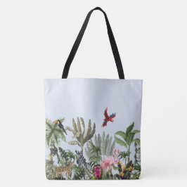 Bolsa Tote Lenço de seda quadrado com vida selvagem da selva