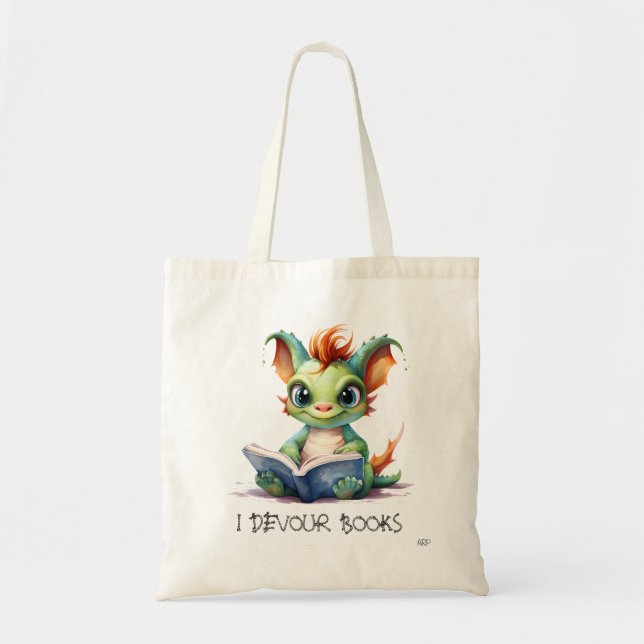 Bolsa Tote *~* LENDO LIVROS DE devour AP88 Green Baby Dragon (Frente)
