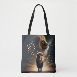Bolsa Tote Leo Zodiac Art - Leão Majestoso e Constelação.