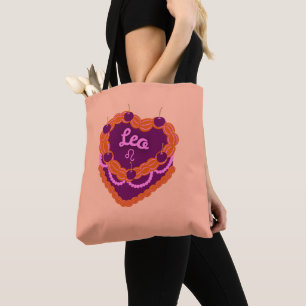 Bolsa Tote Leo Zodiac Pastel Cardíaco Bolo de Aniversário