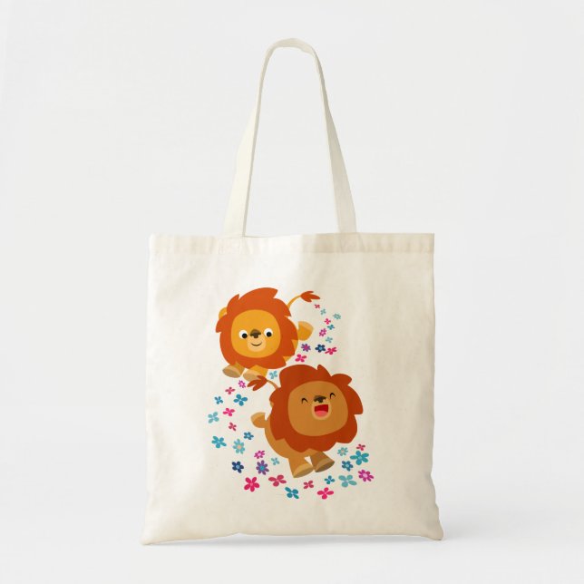 Bolsa Tote Leões De Cartoon Bonitos No Saco De Jardim (Frente)