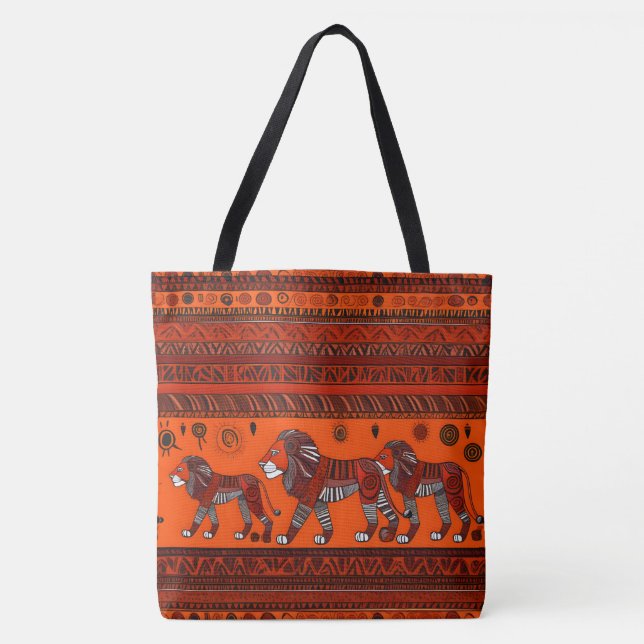 Bolsa Tote Leões Na moda africanos contemporâneos (Frente)
