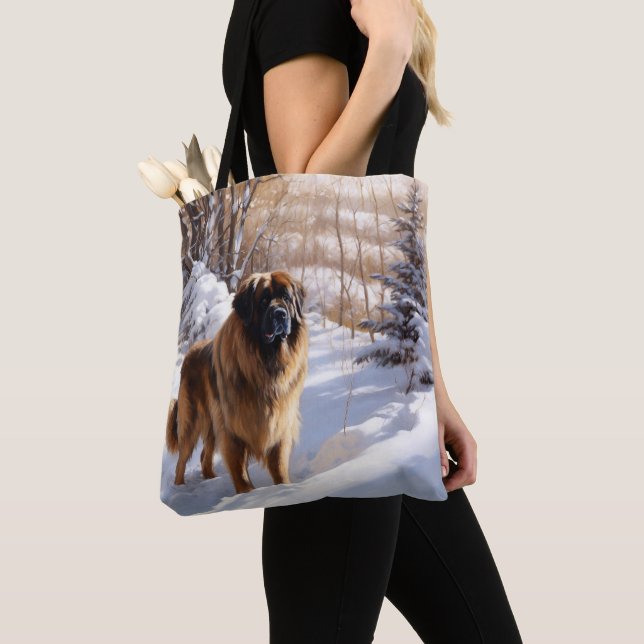 Bolsa Tote Leonberger Deixa-O Neve Natal (Close Up)
