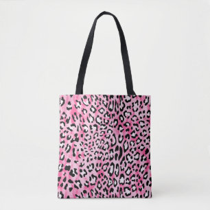 Bolsa Tote Leopa cor branca rosa, sem costura, desenhada à m